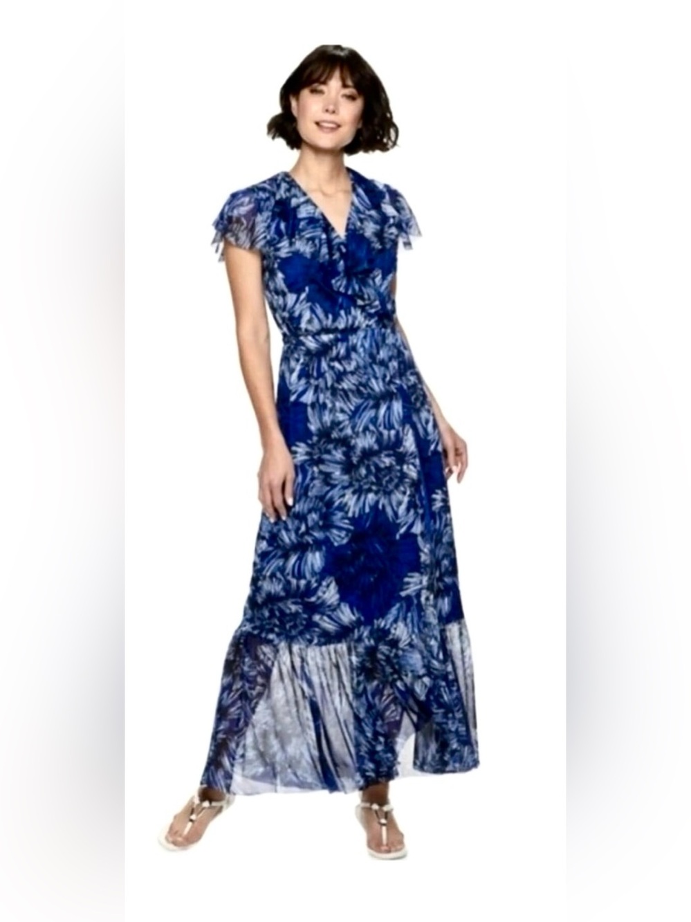 Apt. 9 Blue Floral Wrap-Style Swim Coverup Dress